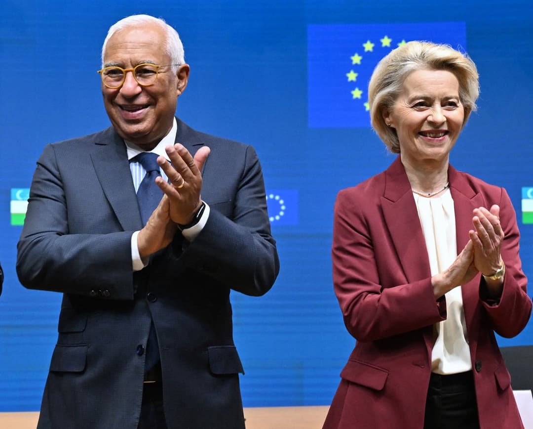 Predseda Európskej rady Antonio Costa a predsedníčka Komisie Ursula von der Leyenová. Foto: AA/ABACA / Abaca Press / Profimedia