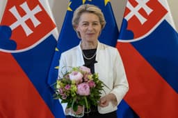 UZrsula von der Leyenová počas návštevy Slovenska. Foto: Tomáš Benedikovič / AFP / Profimedia